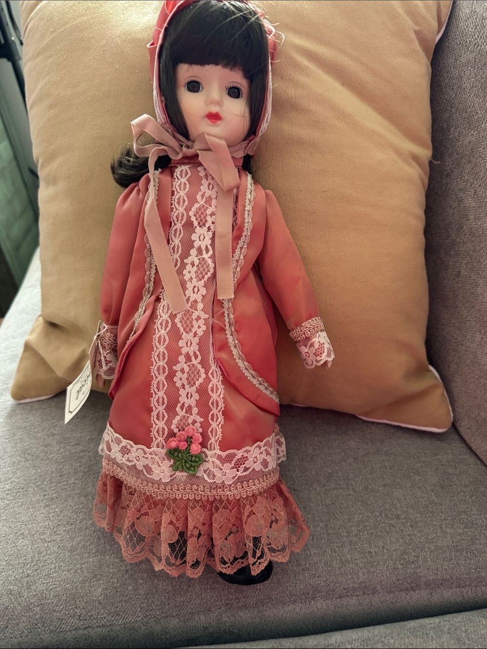 Classic Pink Lace Musical Porcelain Doll by Gable Arts - w/tags